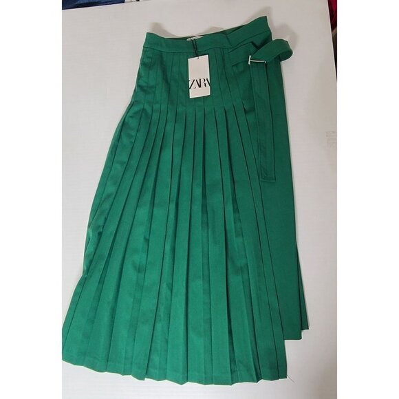 ZARA PLEATED SKIRT WITH BELT - LIMITED EDITION GREEN SIZE XS | 2586/408 - Picture 11 of 13